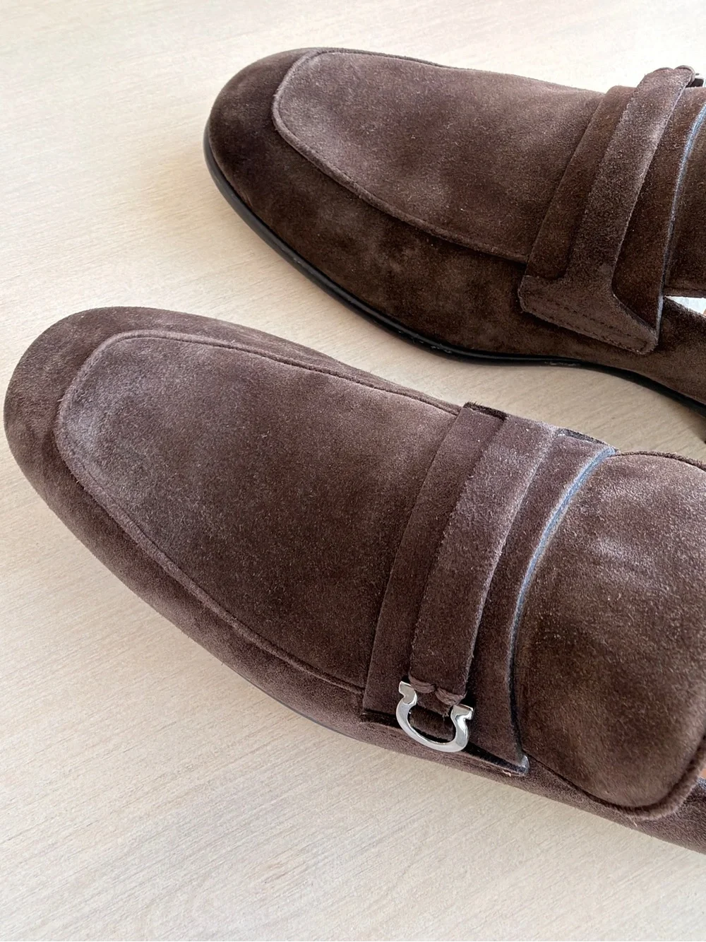 Salvatore Ferragamo Dark Brown Suede Bit Loafers - Size 9.5 EE